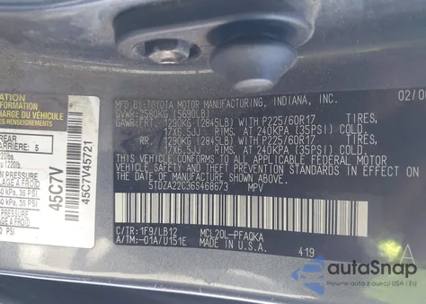 2006 Toyota Sienna Xle z USA, uszkodzony, nr VIN 5TDZA22C36S468673